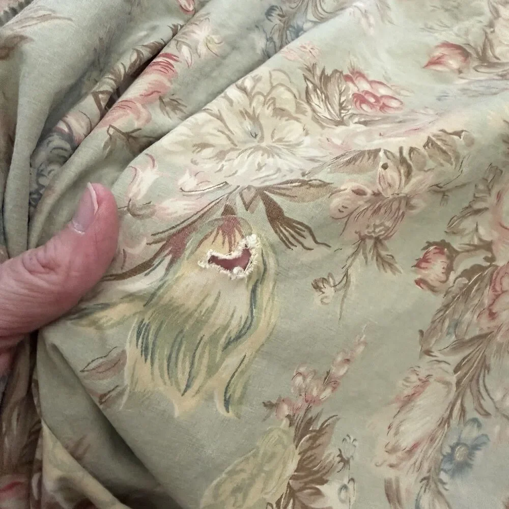 Vintage Ralph Lauren Queen Fitted Flat Sheet Pillow Case Charlotte Floral Green